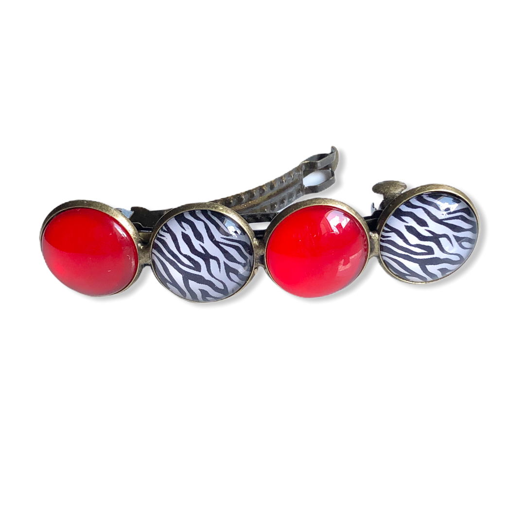 Color Hairclip Haarspeld zebra rood