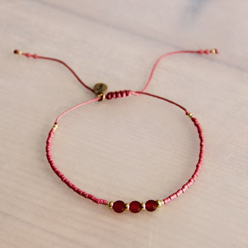 Miyuki armband met edelstenen - roze/goud