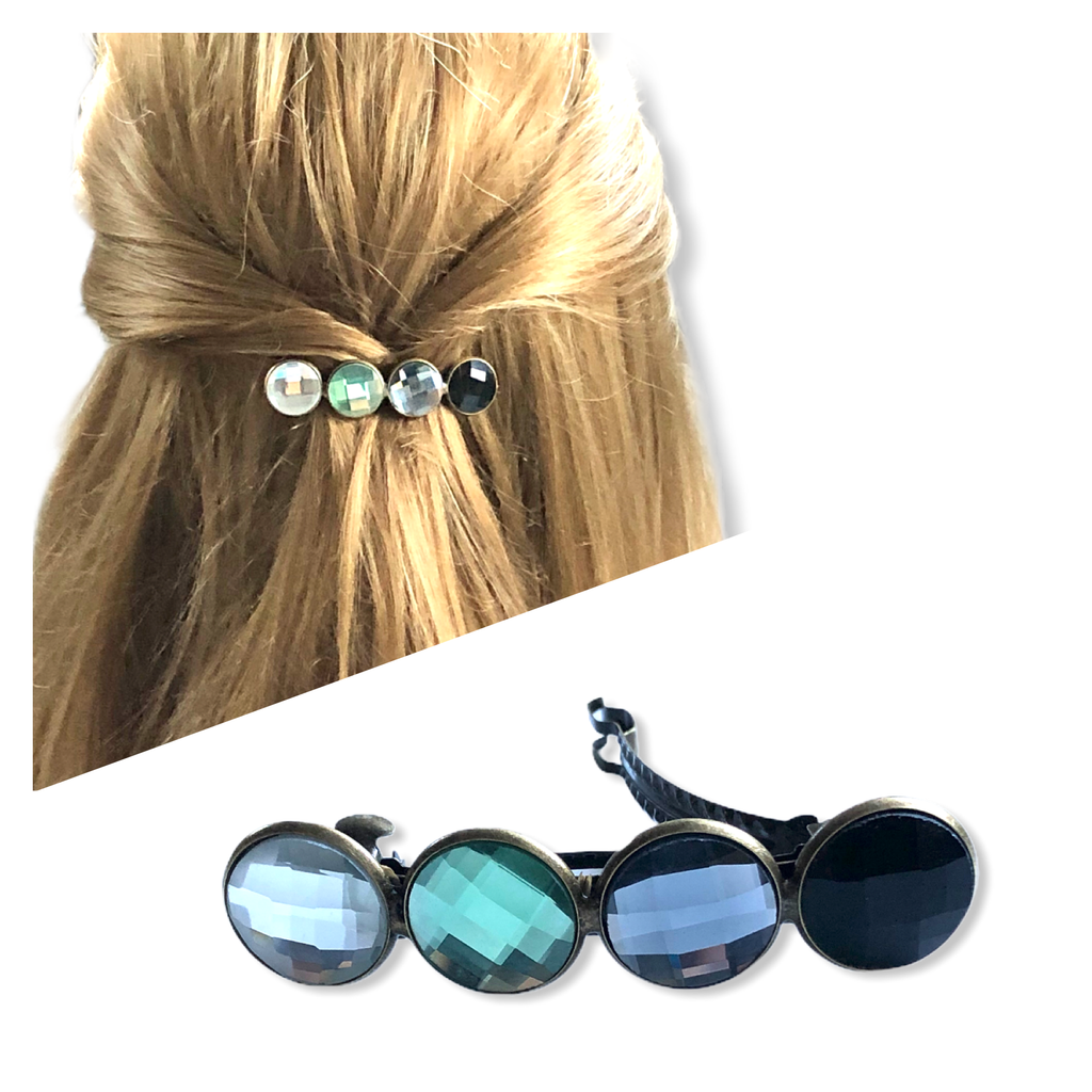 Color Hairclip Haarspeld Glossy groen/grijs/zwart XL