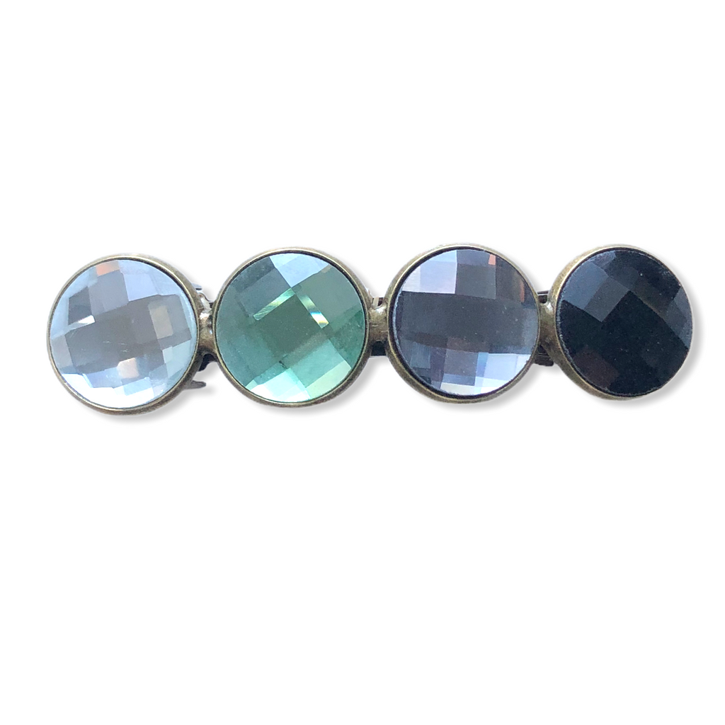 Color Hairclip Cabochon Haarspeld Glossy groen/grijs/zwart