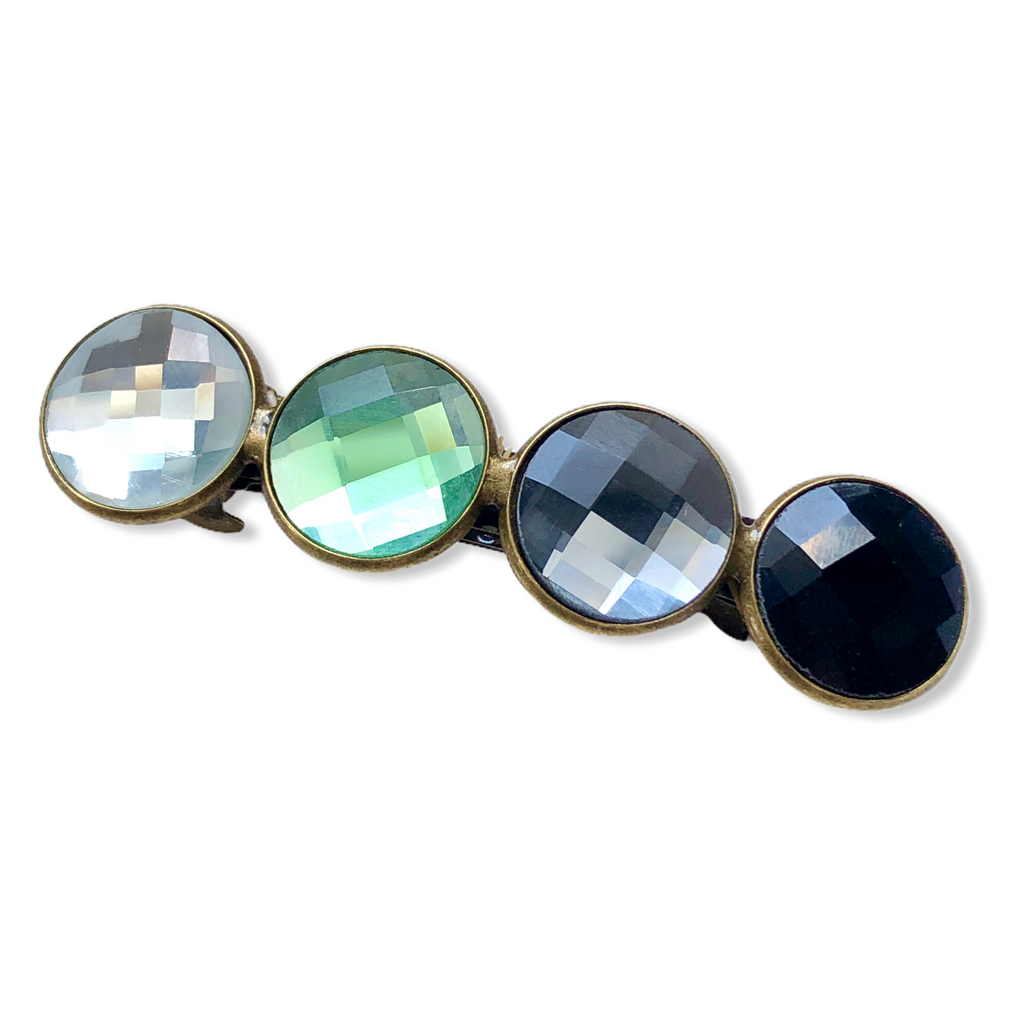 Color Hairclip Cabochon Haarspeld Glossy groen/grijs/zwart