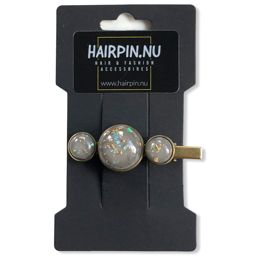 Hairclip cabochon gold color flakes - HAIRPIN.NU