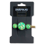 Hairclip cabochon gold color flakes - HAIRPIN.NU