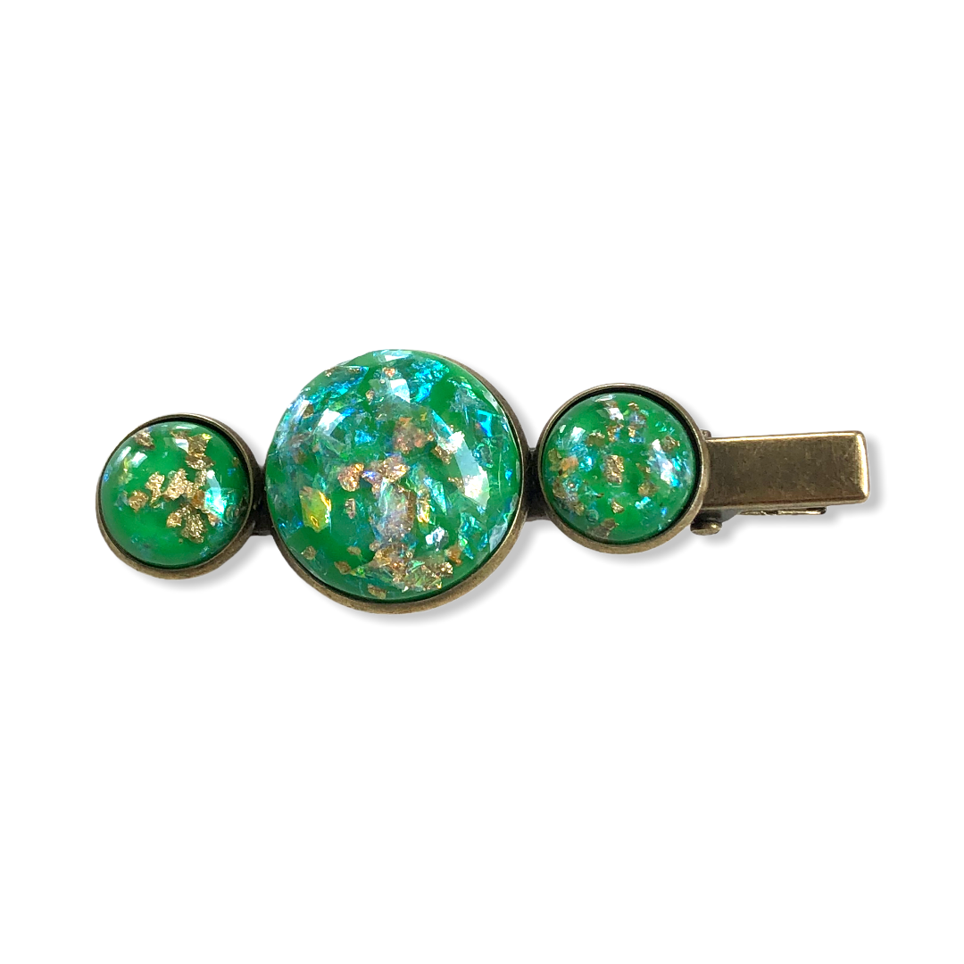 Hairclip cabochon gold color flakes - HAIRPIN.NU