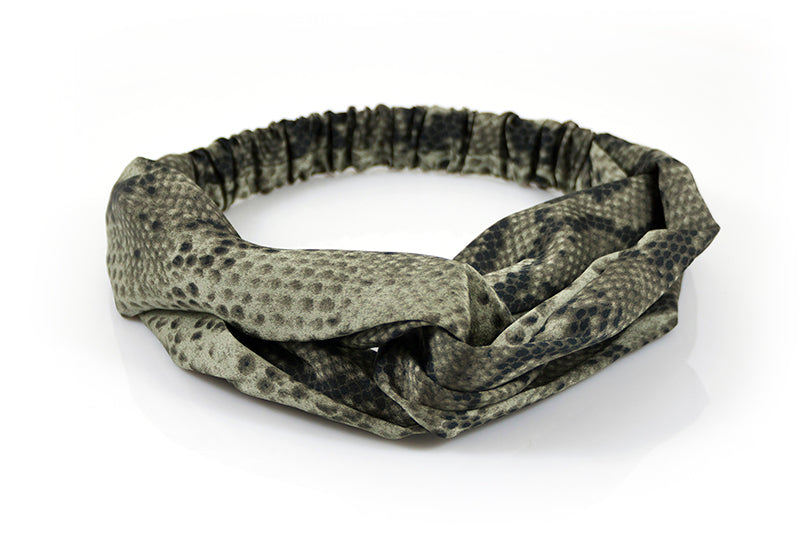 Groene snake python haarband / bandana met elastiek - HAIRPIN.NU