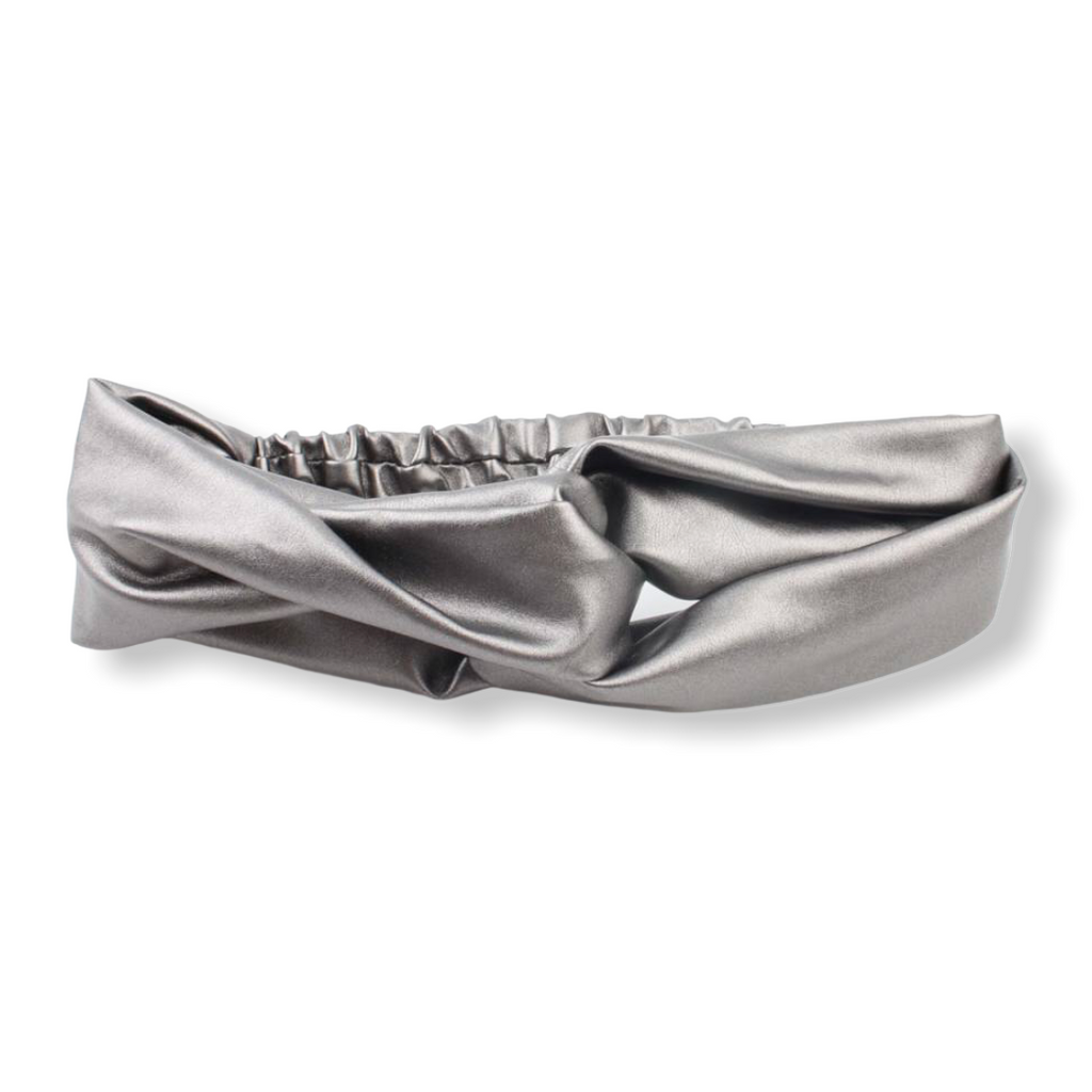 Haarband leatherlook metallic grijs - HAIRPIN.NU