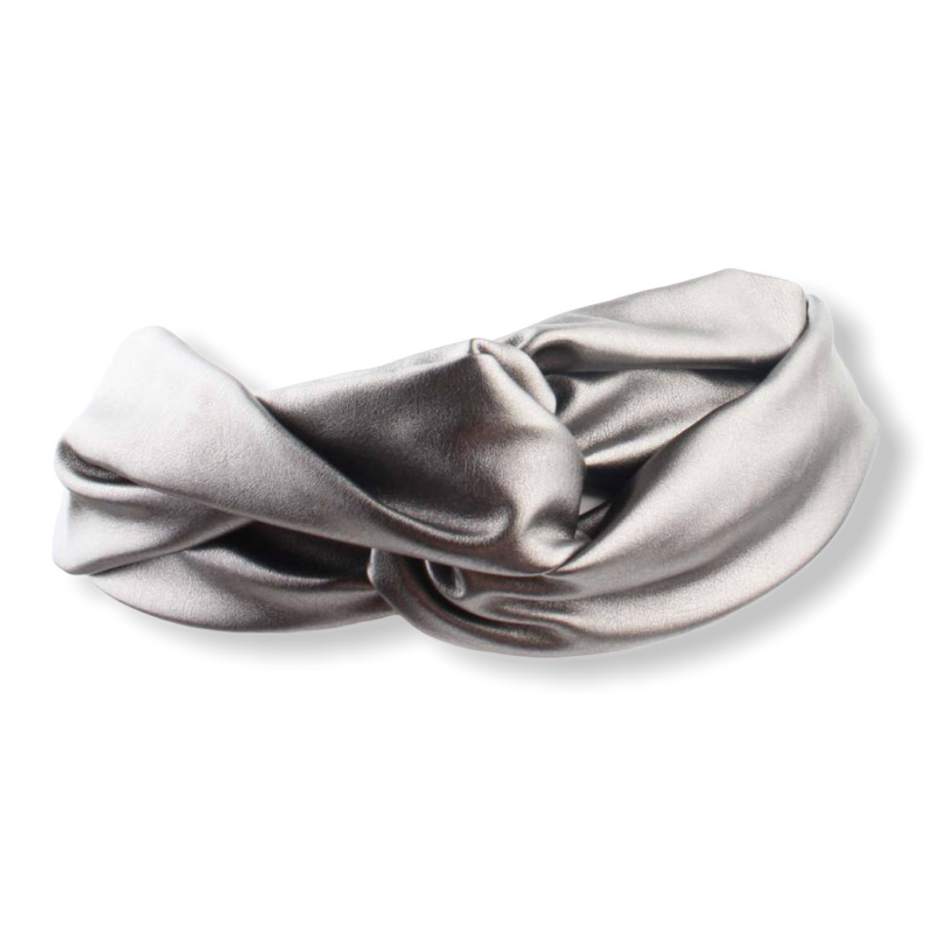 Haarband leatherlook metallic grijs - HAIRPIN.NU