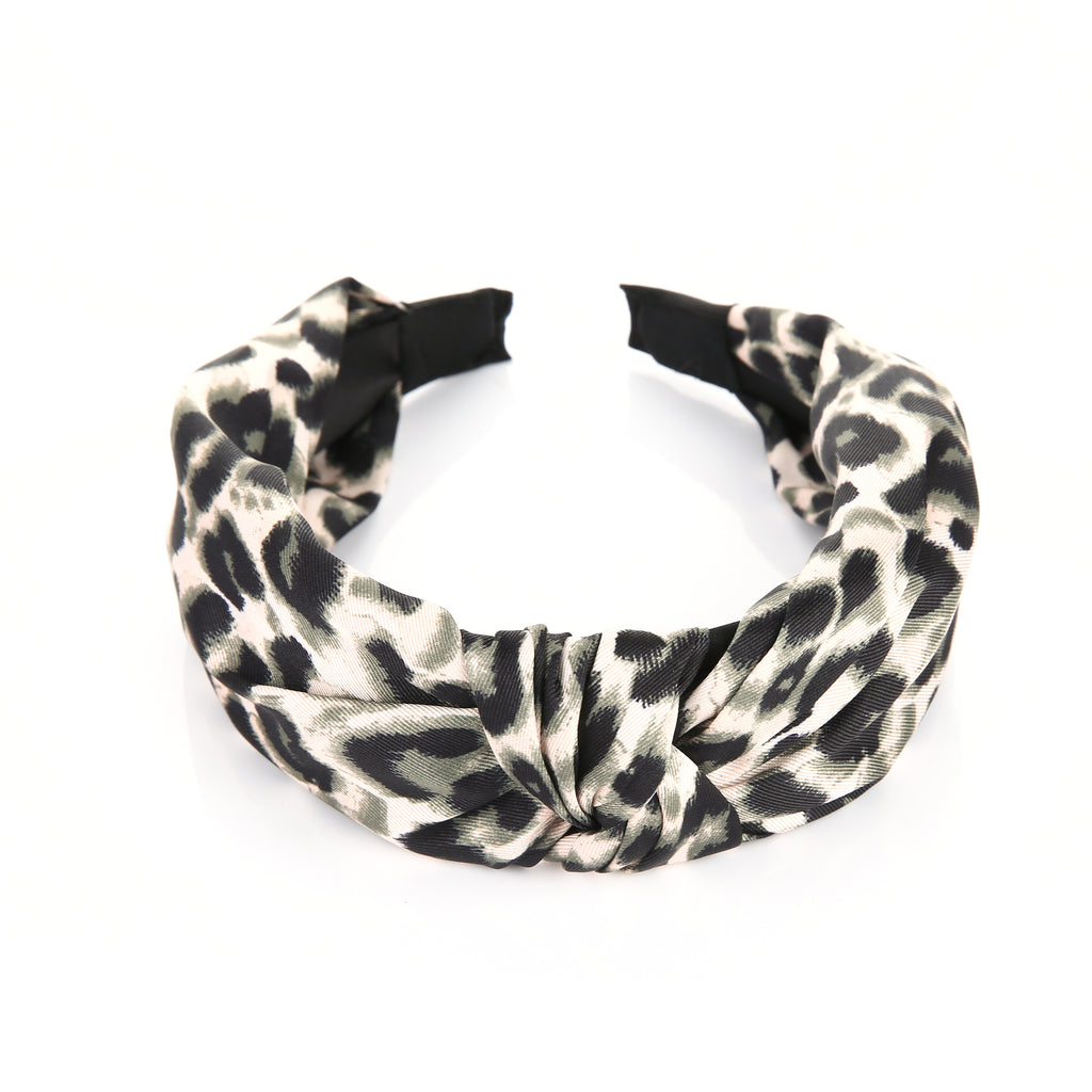 Haarband / Bandana Silk Leo groen print - HAIRPIN.NU