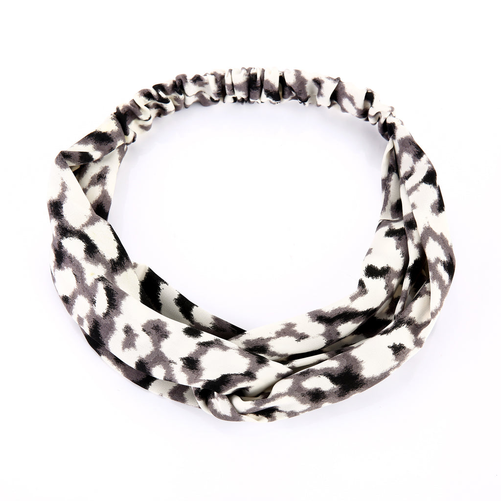 Haarband / Bandana Silk Leo zwart/grijs print - HAIRPIN.NU