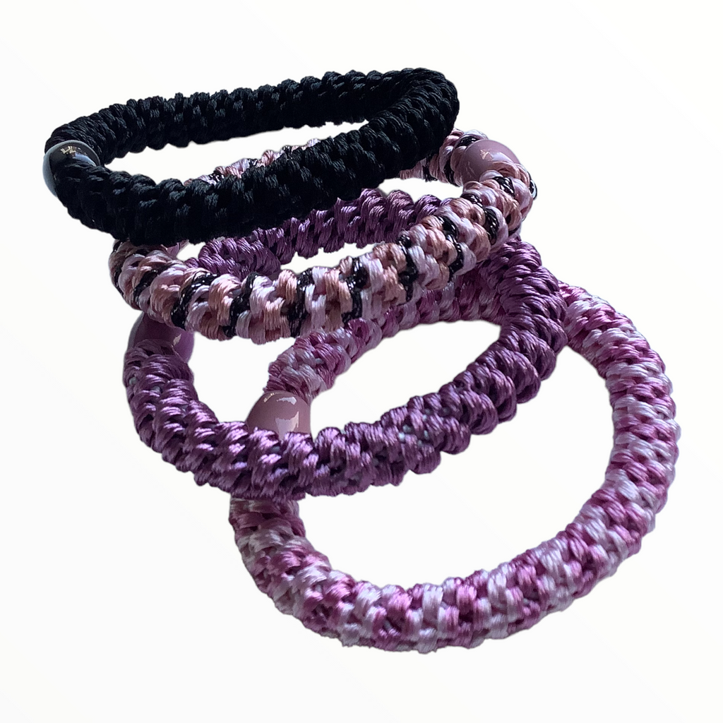 Haarelastiekjes - Armbandjes Knekkie 4 stuks roze-zwart-mix - HAIRPIN.NU