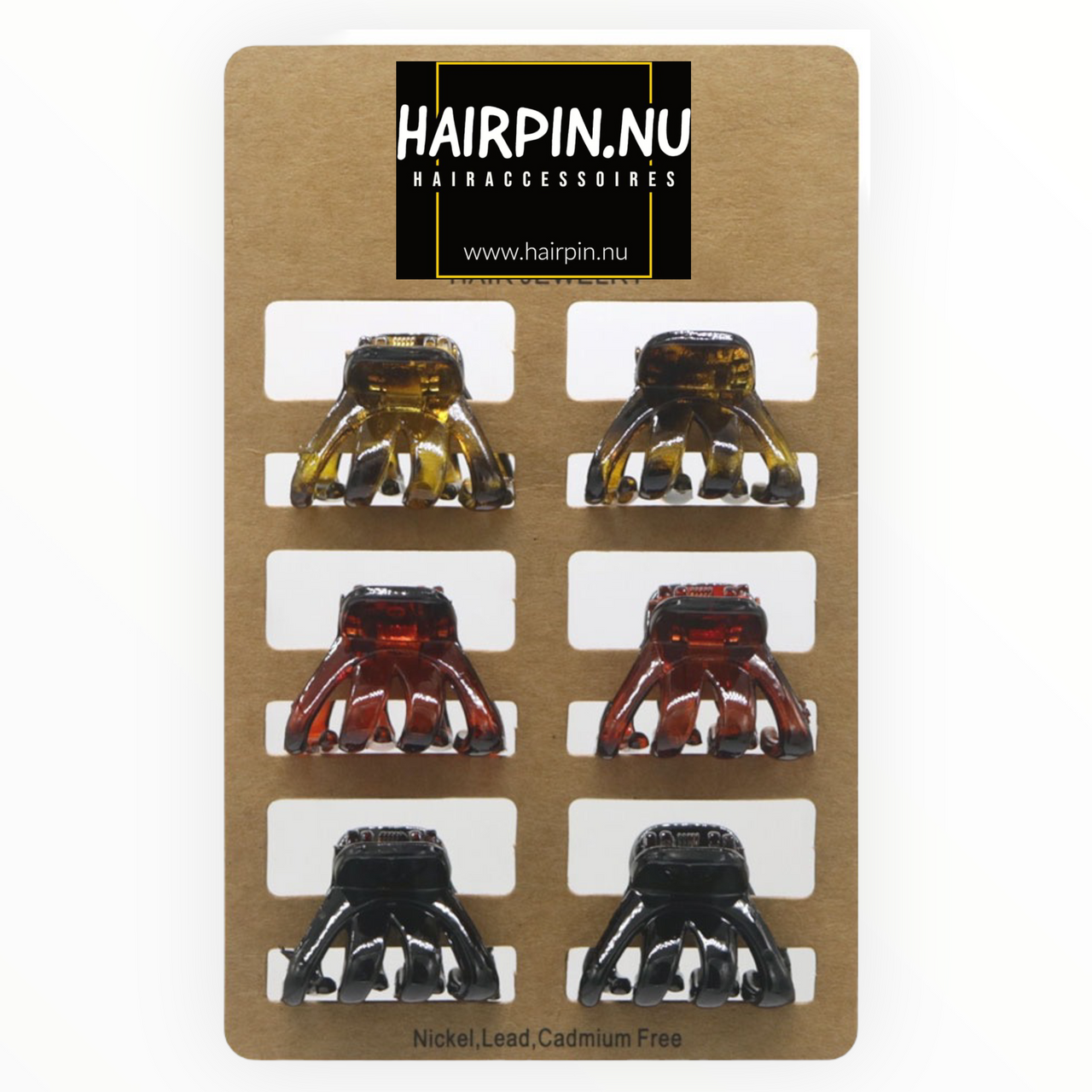 Kaart met 6 kleine haarklemmen - HAIRPIN.NU