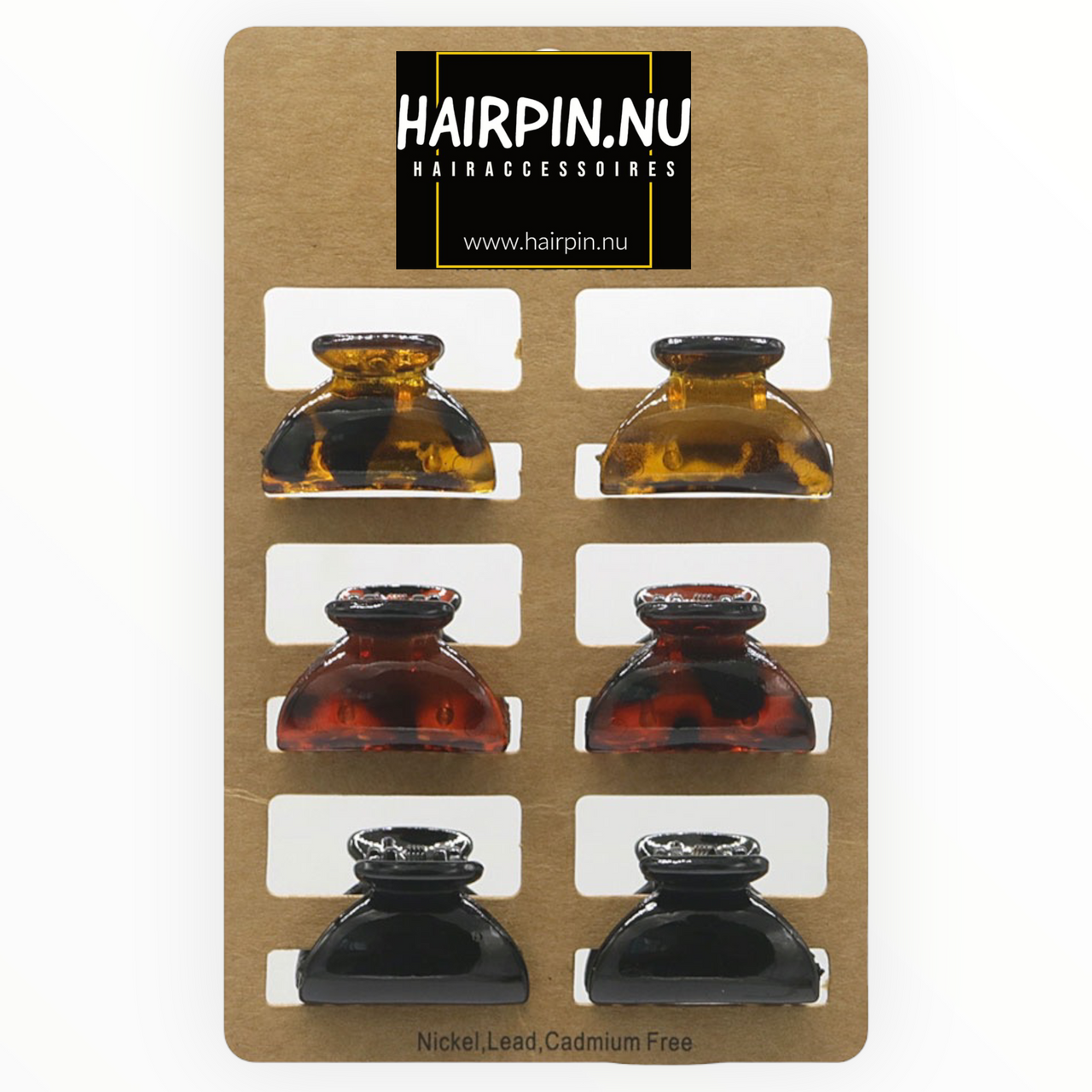 Kaart met 6 kleine haarklemmen - HAIRPIN.NU