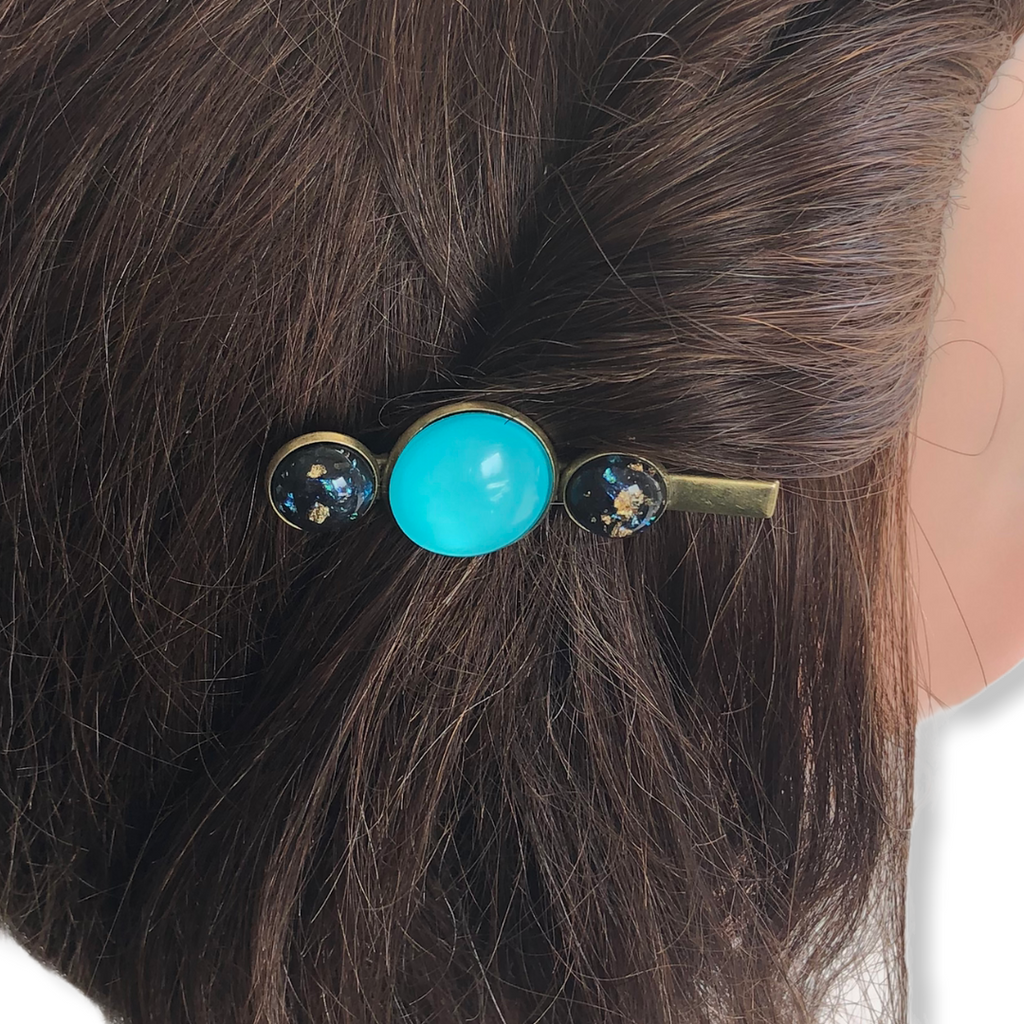 Hairclip cabochon Blauw/Glossy - HAIRPIN.NU