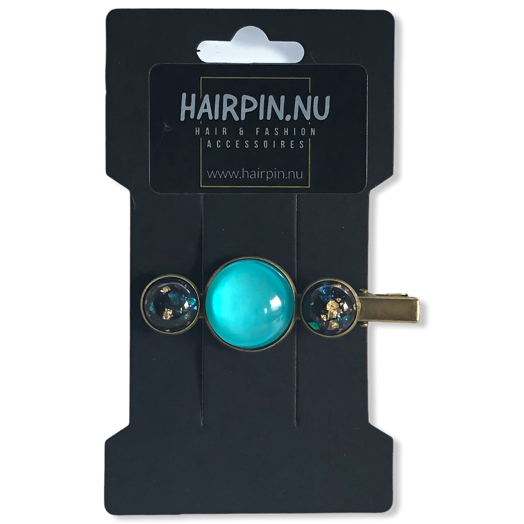 Hairclip cabochon Blauw/Glossy - HAIRPIN.NU