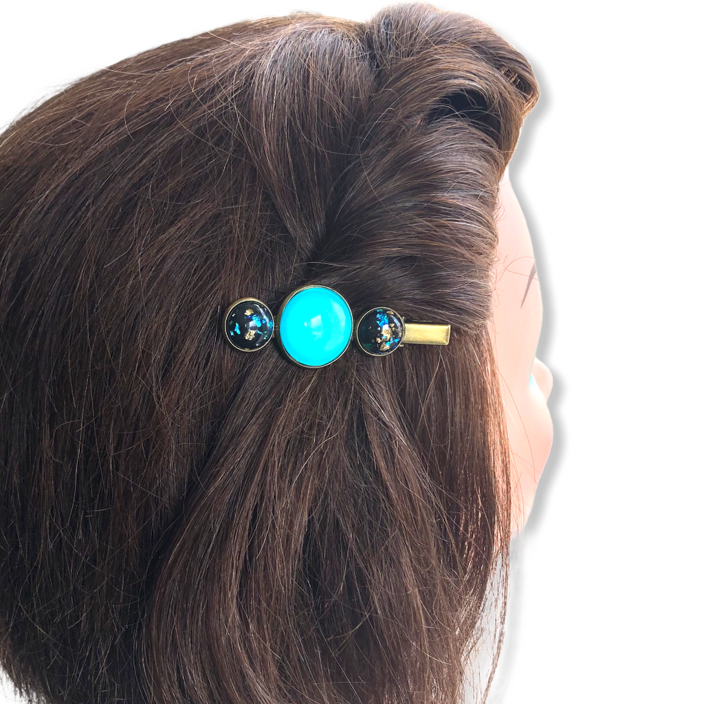 Hairclip cabochon Blauw/Glossy - HAIRPIN.NU