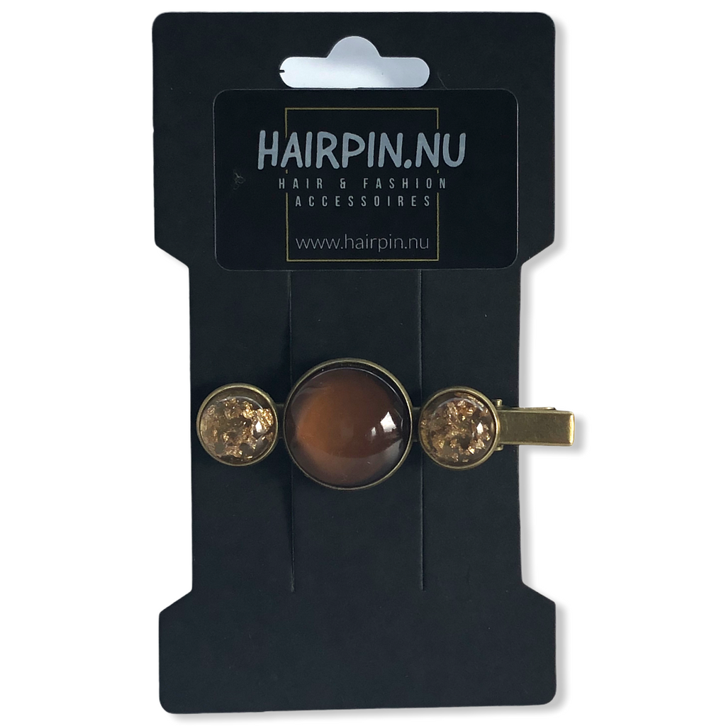 Hairclip cabochon Bruin/Glossy - HAIRPIN.NU