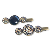 Hairclip cabochon zwart met print - HAIRPIN.NU