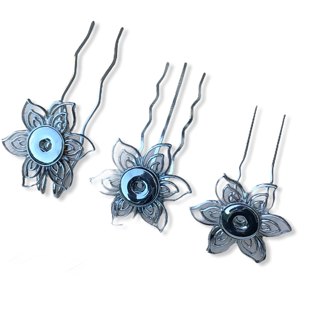 Hairfork Flower- Hairaccessories - Haarpin incl. 3 gratis buttons naar keuze - HAIRPIN.NU