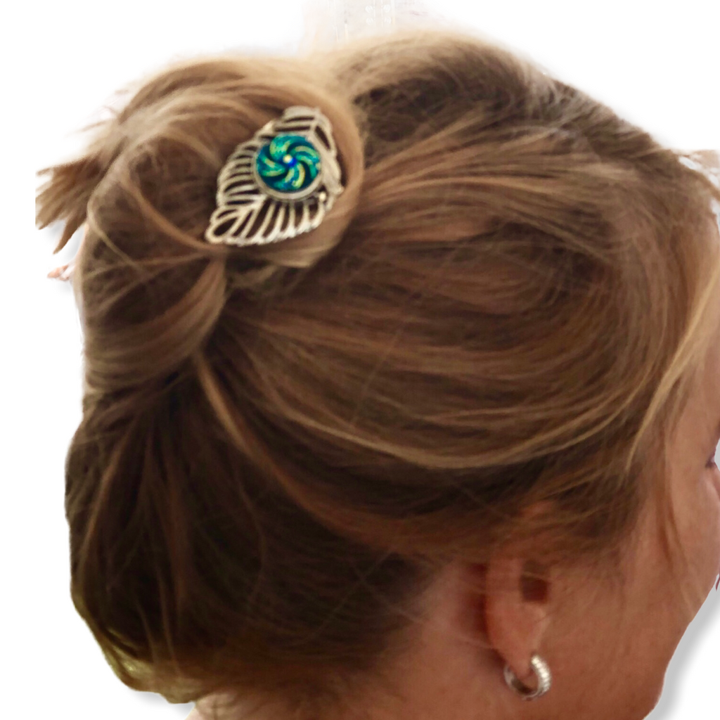 Hairpin Leaf - HAIRACCESSOIRE - incl. 3 gratis clickbuttons naar keuze - HAIRPIN.NU