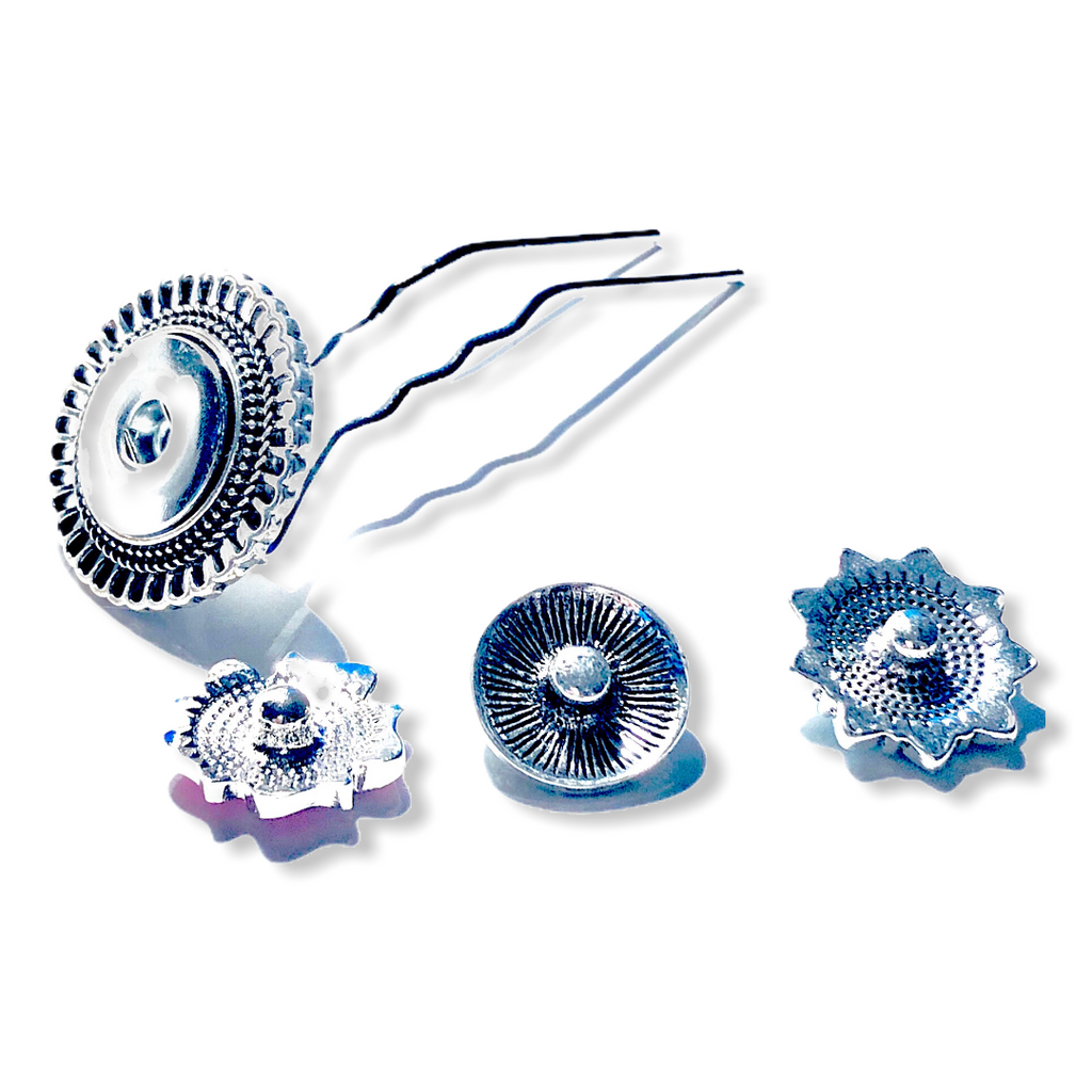 Hairpin Short Round- HAIRACCESSOIRE - incl. 3 gratis buttons naar keuze