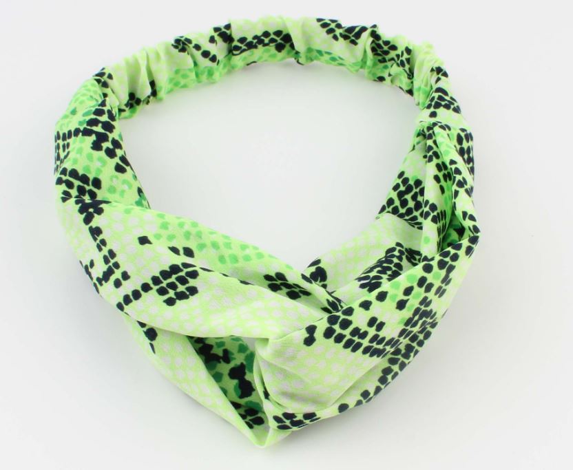 Groen print haarband / bandana met elastiek - HAIRPIN.NU
