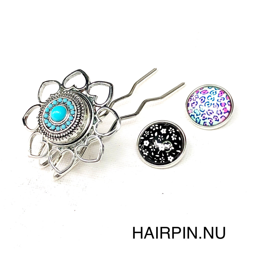 Hairpin Mini Love- HAIRACCESSOIRE - incl. 3 clickbuttons naar keuze - HAIRPIN.NU