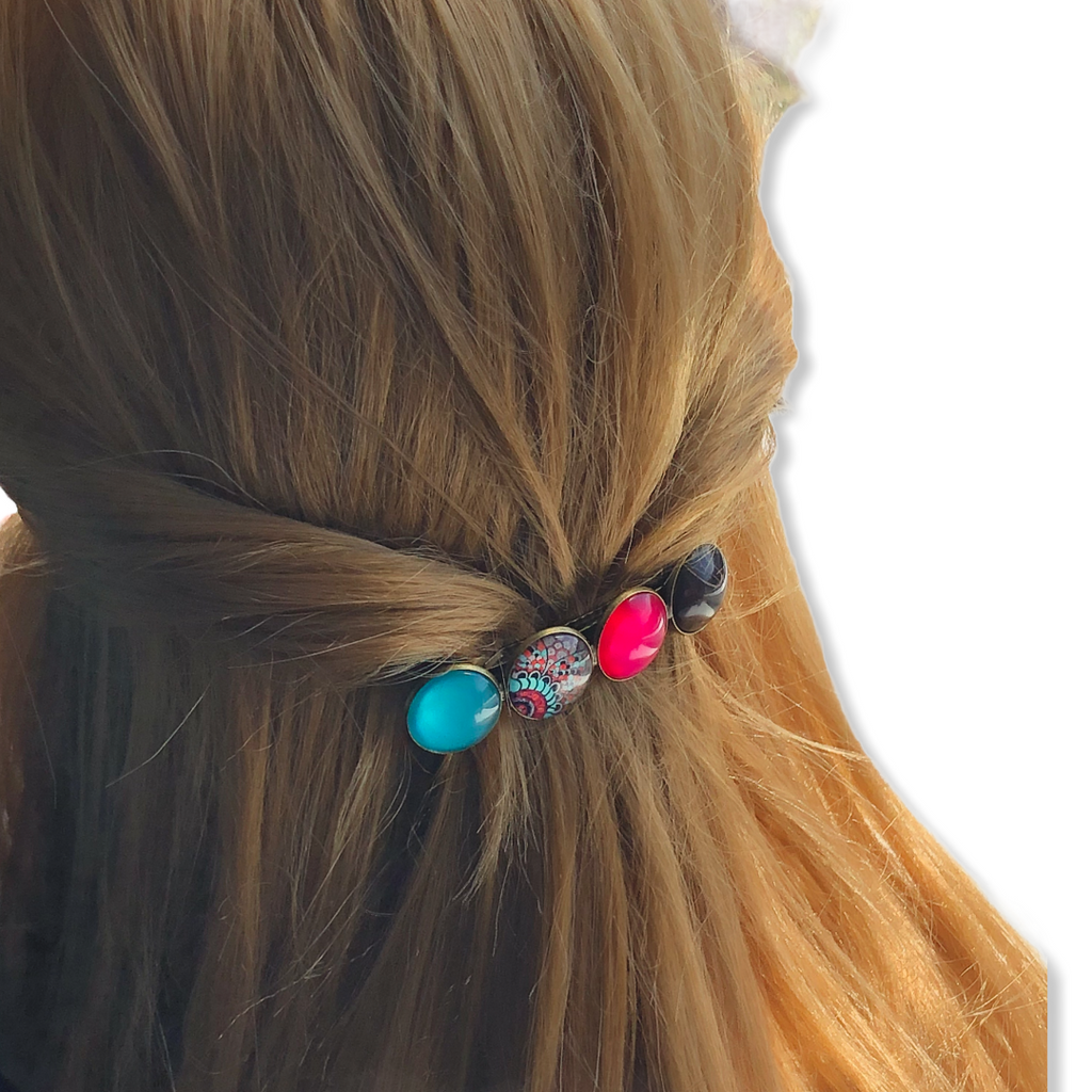 Color Hairclip XL glas cabochon haarspeld 028