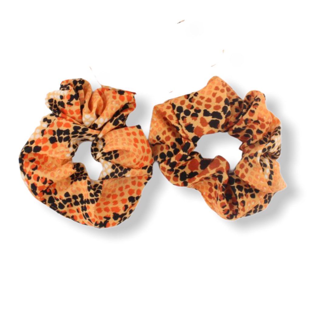 scrunchie haarelastiek oranje print