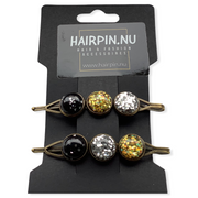 Color schuifspeld glossy goud-zwart-zilver 2 stuks - HAIRPIN.NU