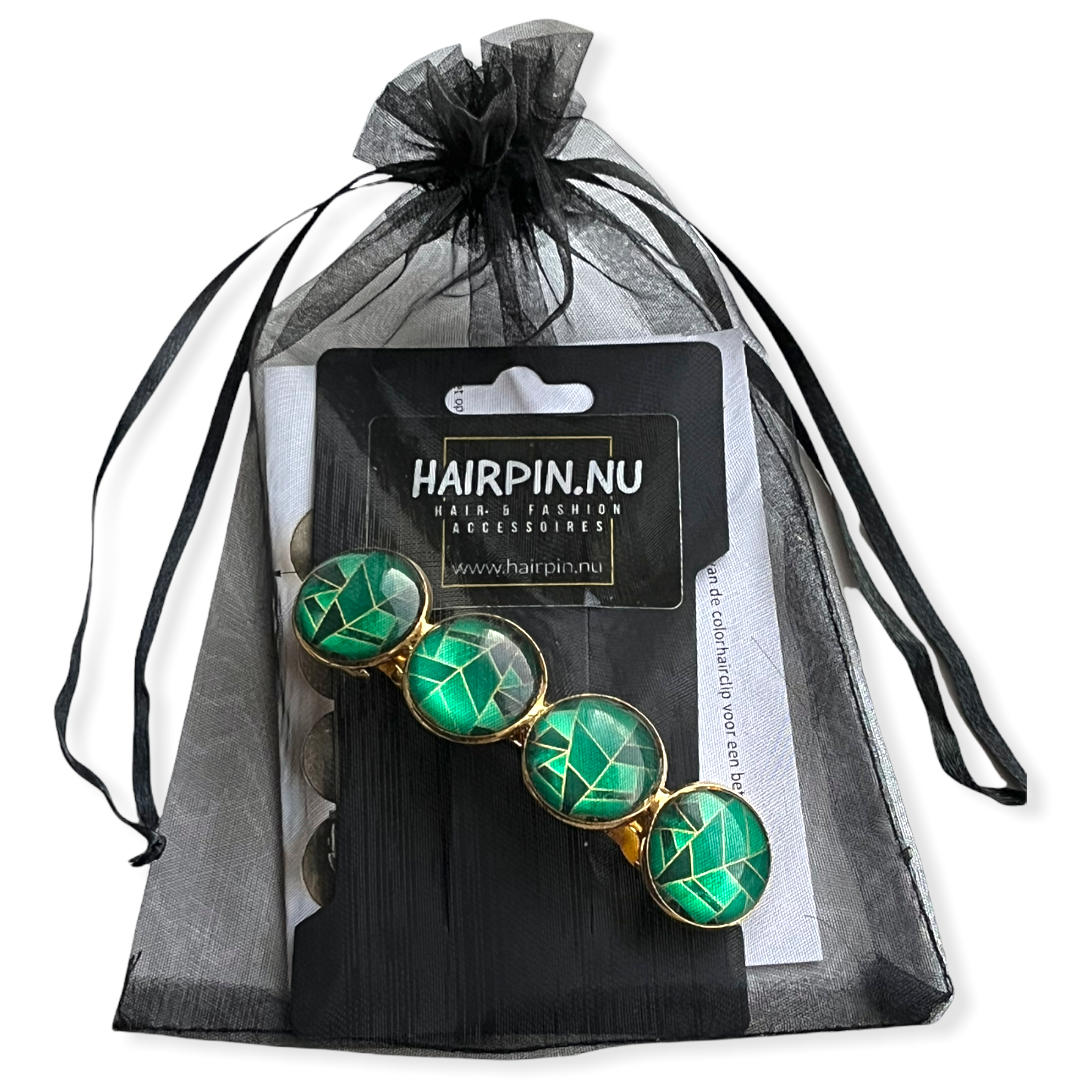 Color Hairclip XL haarspeld goud groen 052 - HAIRPIN.NU