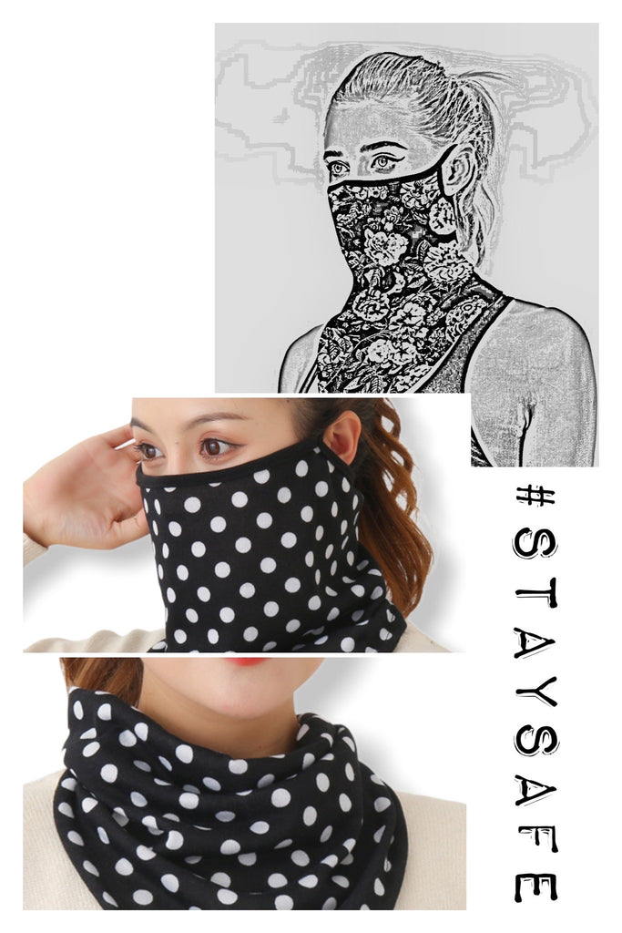 Sjaal geschikt als mondkapje met neusbrug model dots - HAIRPIN.NU