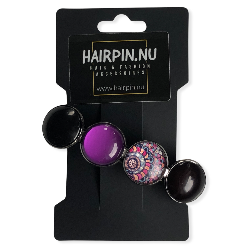 Color Hairclip XL purple print 50 - HAIRPIN.NU