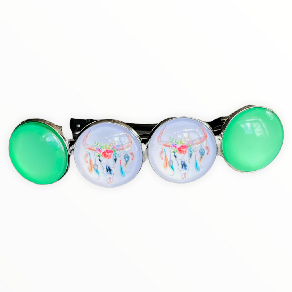 Color Hairclip XL glas cabochon haarspeld Ibiza groen 0109