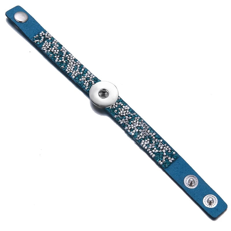 Armband blauw glossy clicks /buttons incl. 2 gratis buttons naar keuze - HAIRPIN.NU