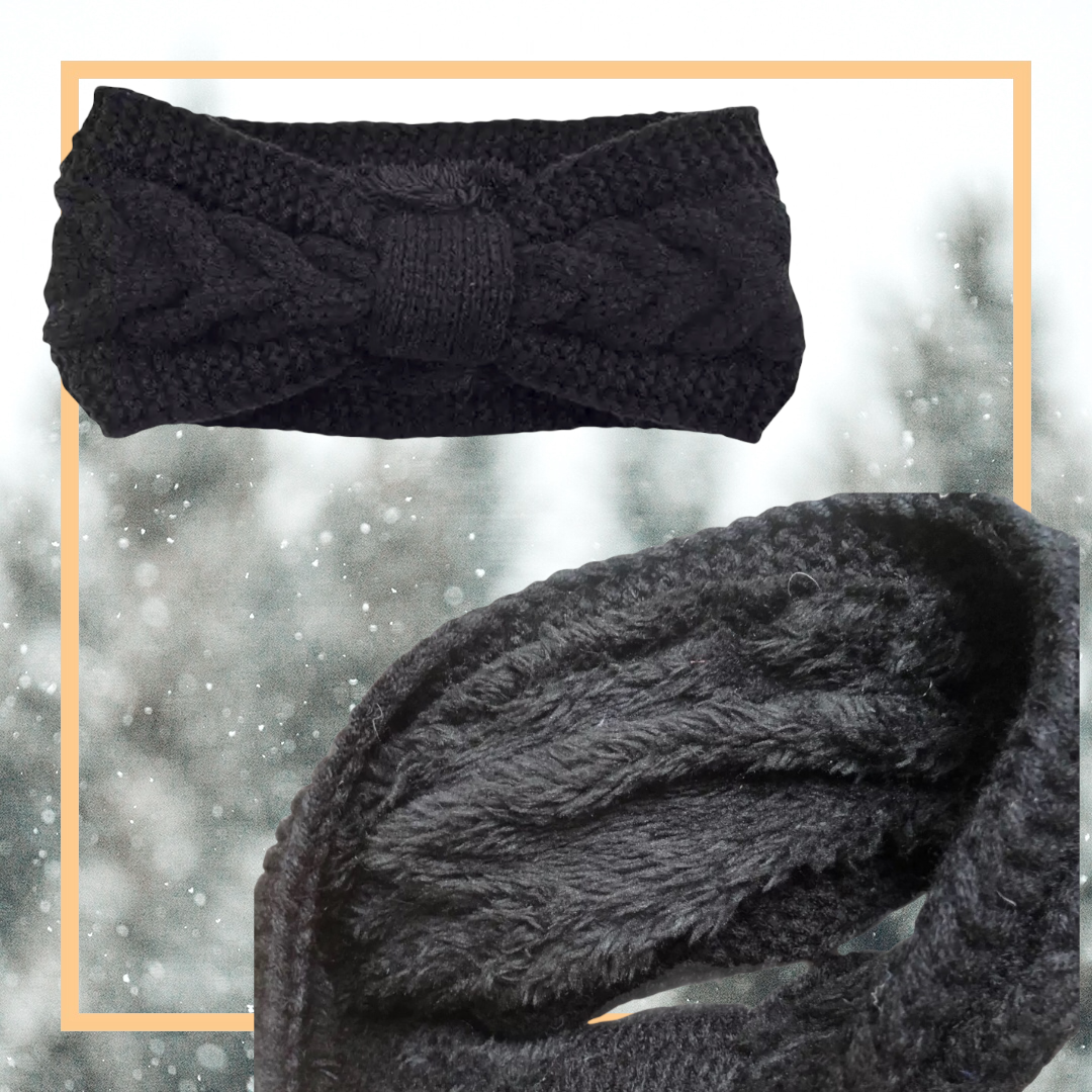 Haarband / Oorwarmer winterwarm breisel met fleece voering - HAIRPIN.NU