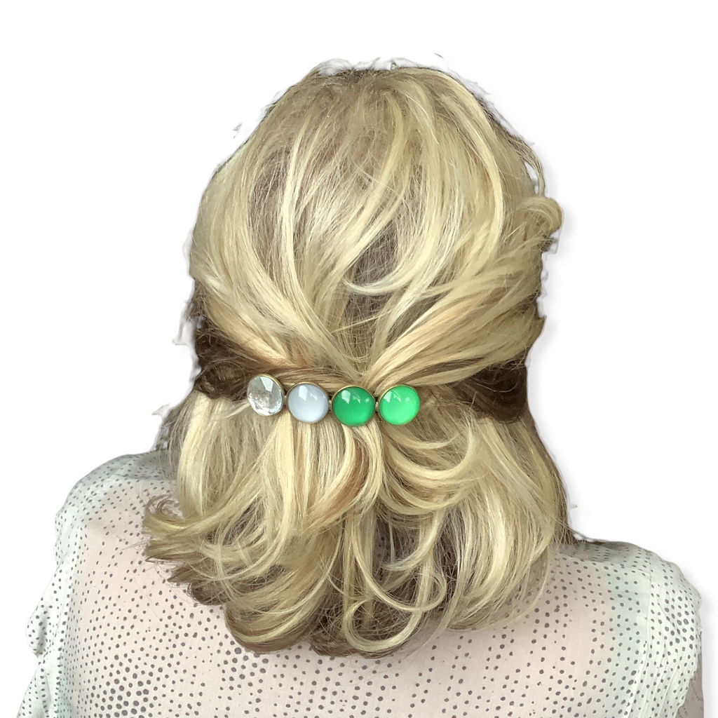 Color Hairclip XL haarspeld groen zilver glossy 057 - HAIRPIN.NU