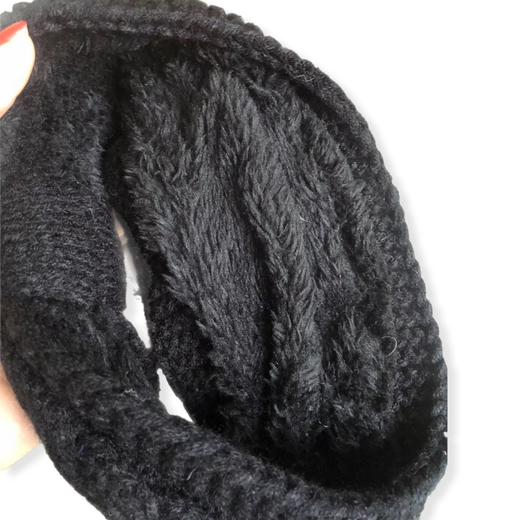 Haarband / Oorwarmer winterwarm breisel met fleece voering - HAIRPIN.NU