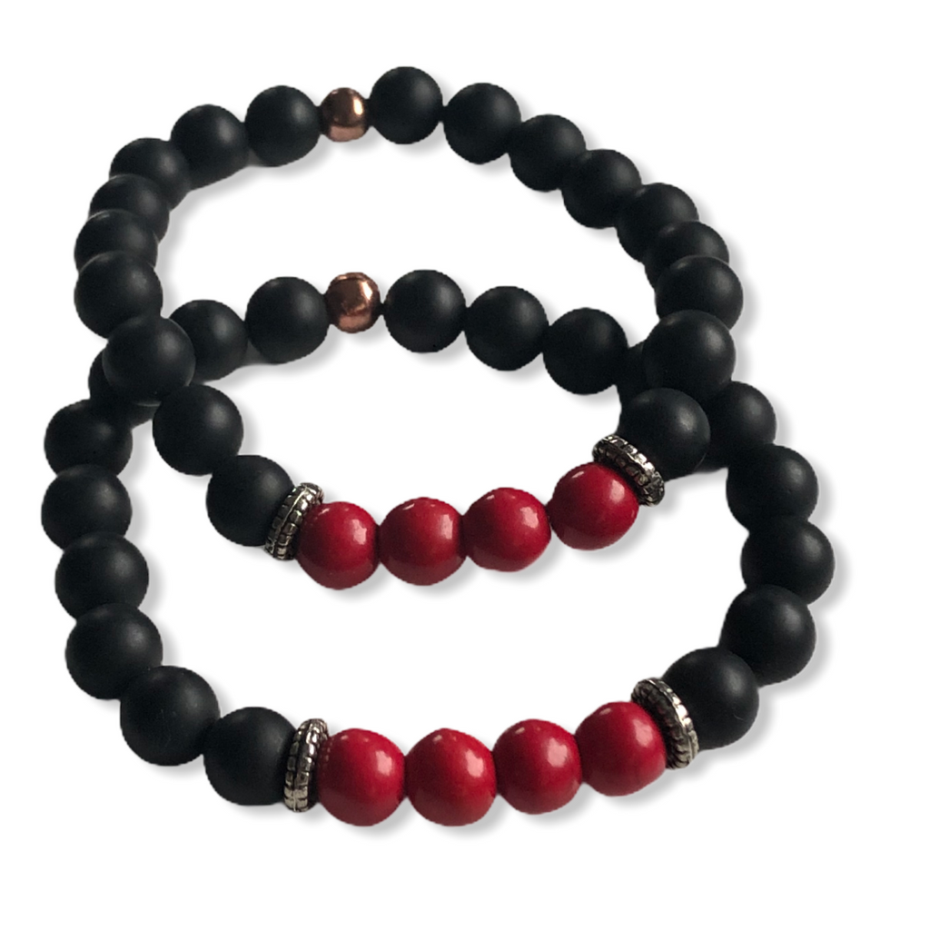 Armband set Black Onyx Rouge - HAIRPIN.NU