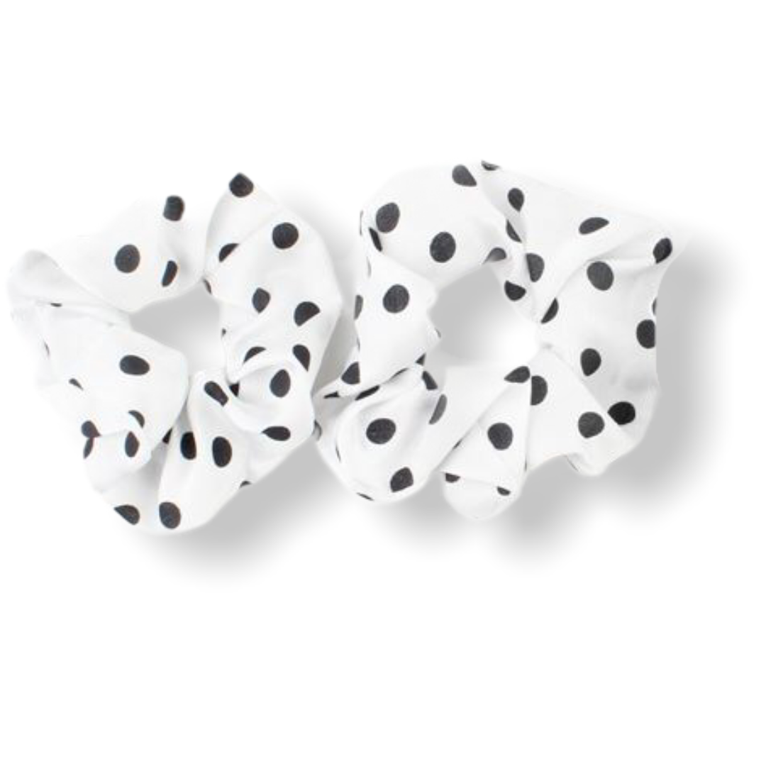 scrunchie haarelastiek wit dots