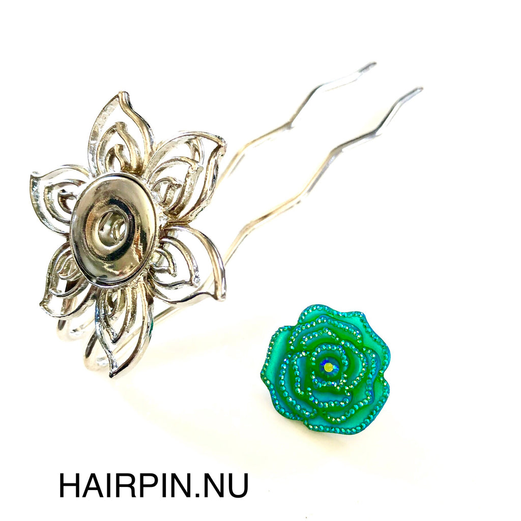 Hairpin-Short-Flower-HAIRACCESSOIRE - incl. 3 clickbuttons naar keuze-HAIRPIN.NU