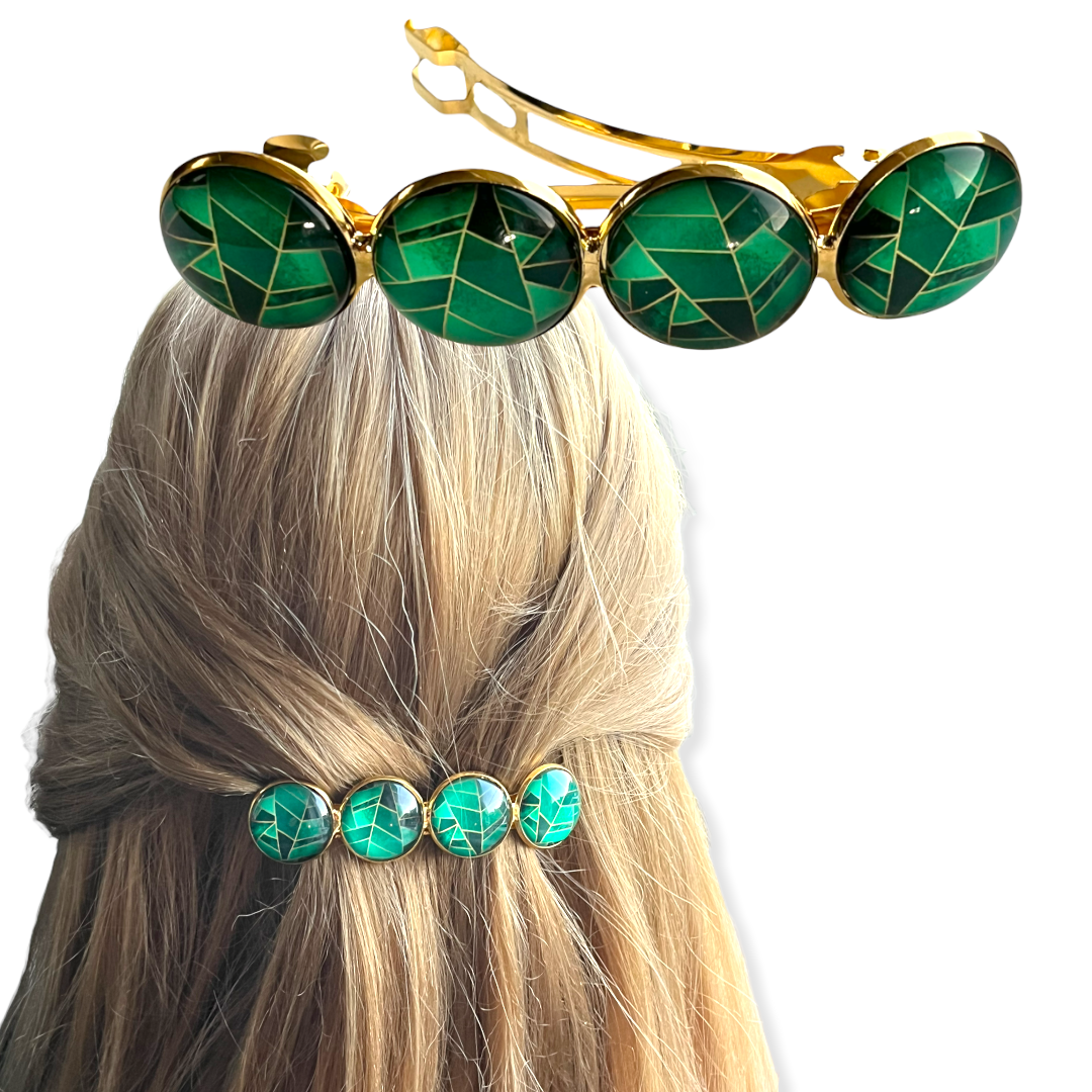 Color Hairclip XL haarspeld goud groen 052 - HAIRPIN.NU
