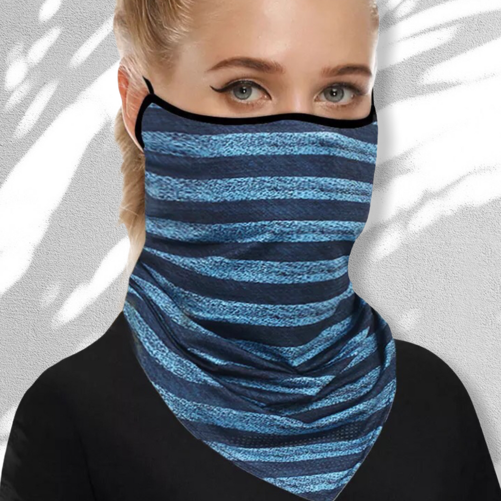 Sjaal gevoerd met fleece geschikt als mondkapje Stripe blauw - HAIRPIN.NU