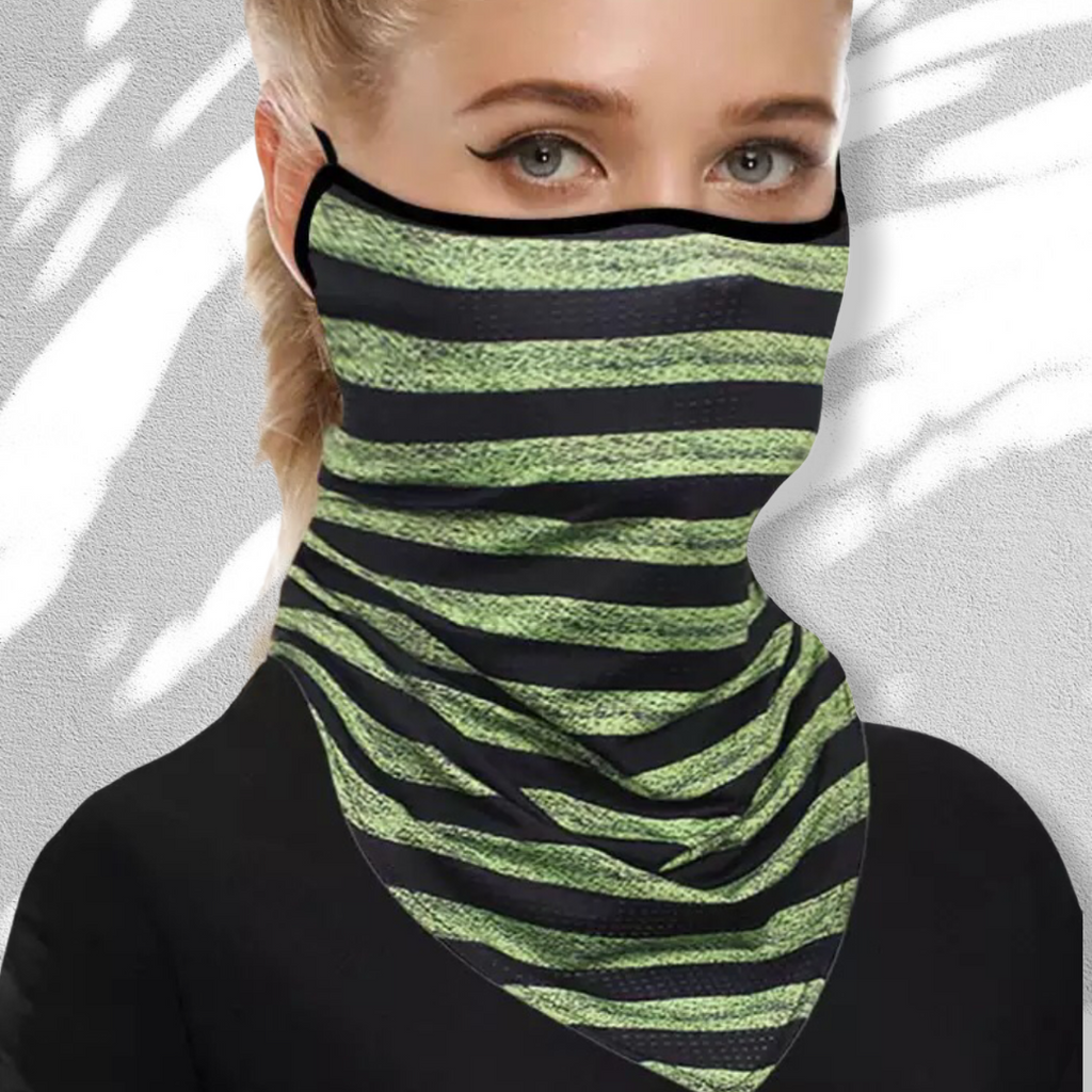 Sjaal gevoerd met fleece geschikt als mondkapje Stripe groen - HAIRPIN.NU