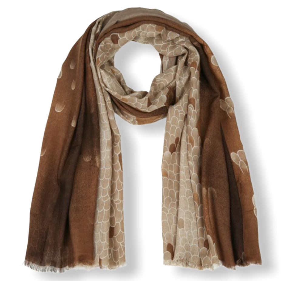 Sjaal bruin met schubben print - HAIRPIN.NU