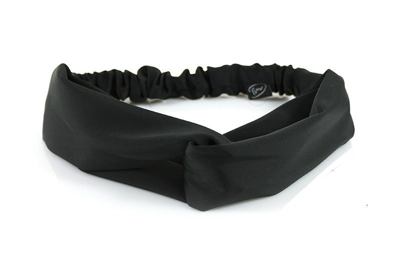 Zwarte effen haarband / bandana met elastiek - HAIRPIN.NU