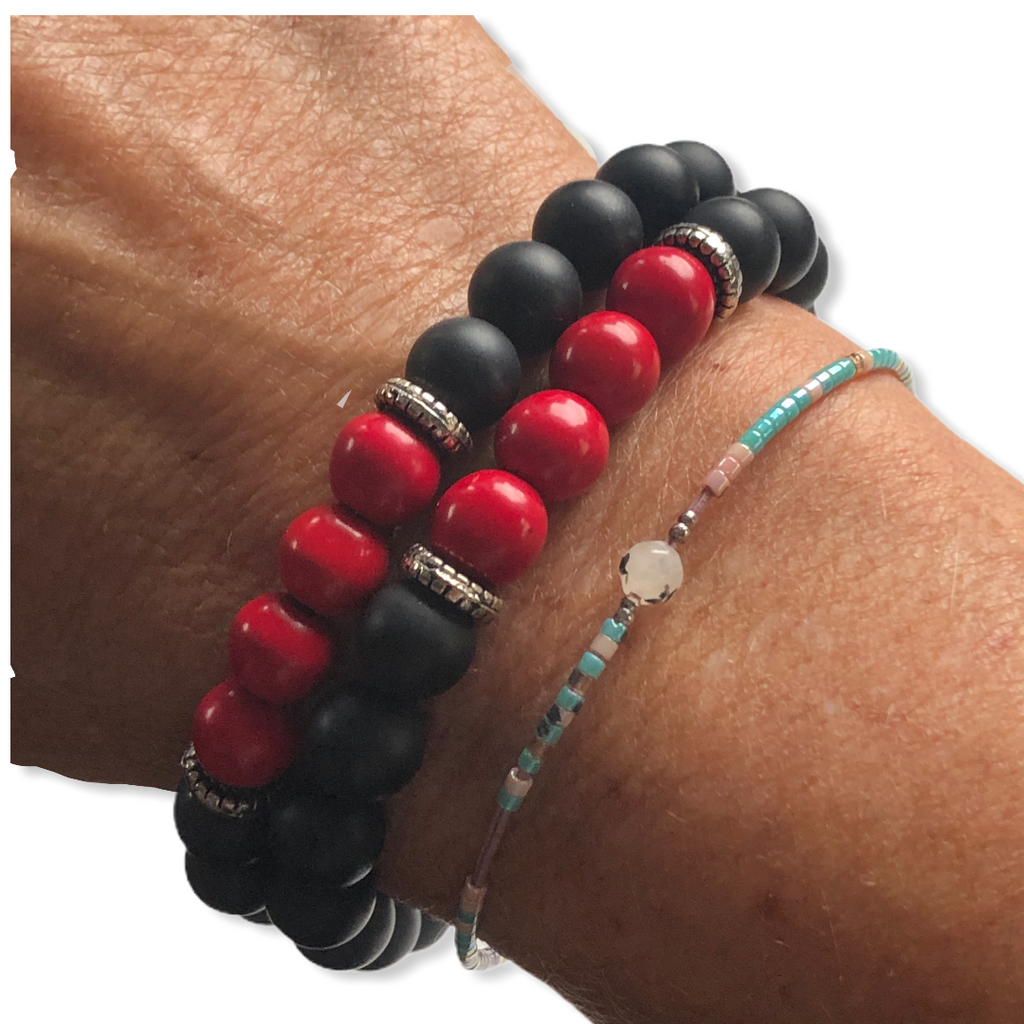 Armband set Black Onyx Rouge - HAIRPIN.NU