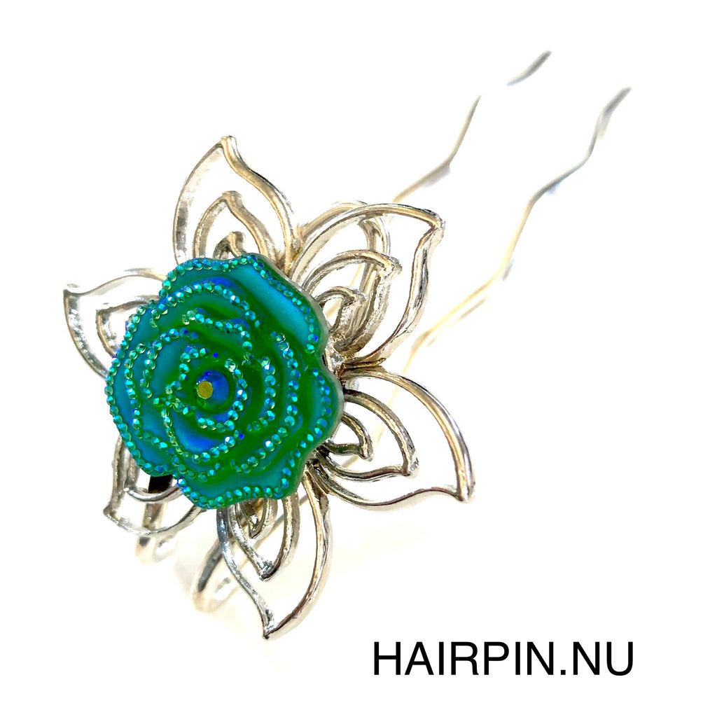 Hairpin-Short-Flower-HAIRACCESSOIRE - incl. 3 clickbuttons naar keuze-HAIRPIN.NU