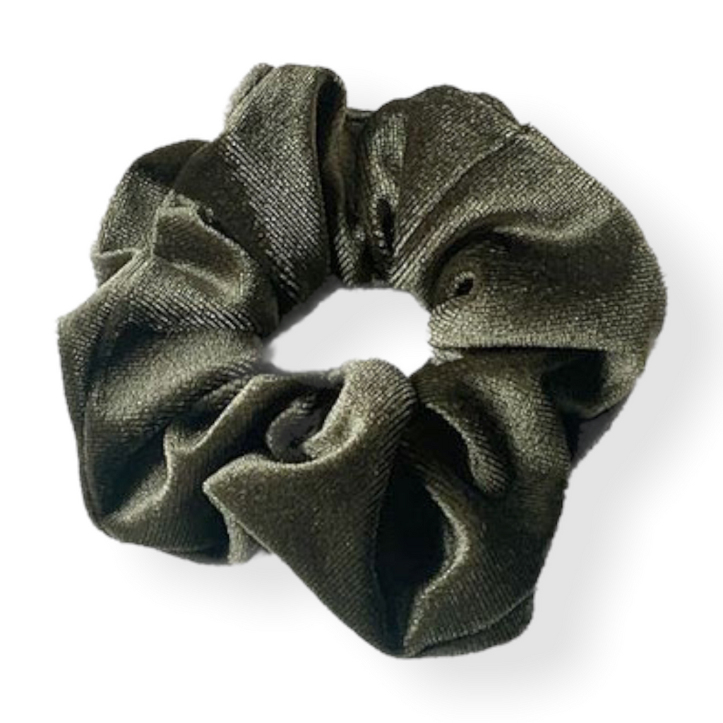 Set 2 scrunchies haarelastieken velvet zwart/groen - HAIRPIN.NU