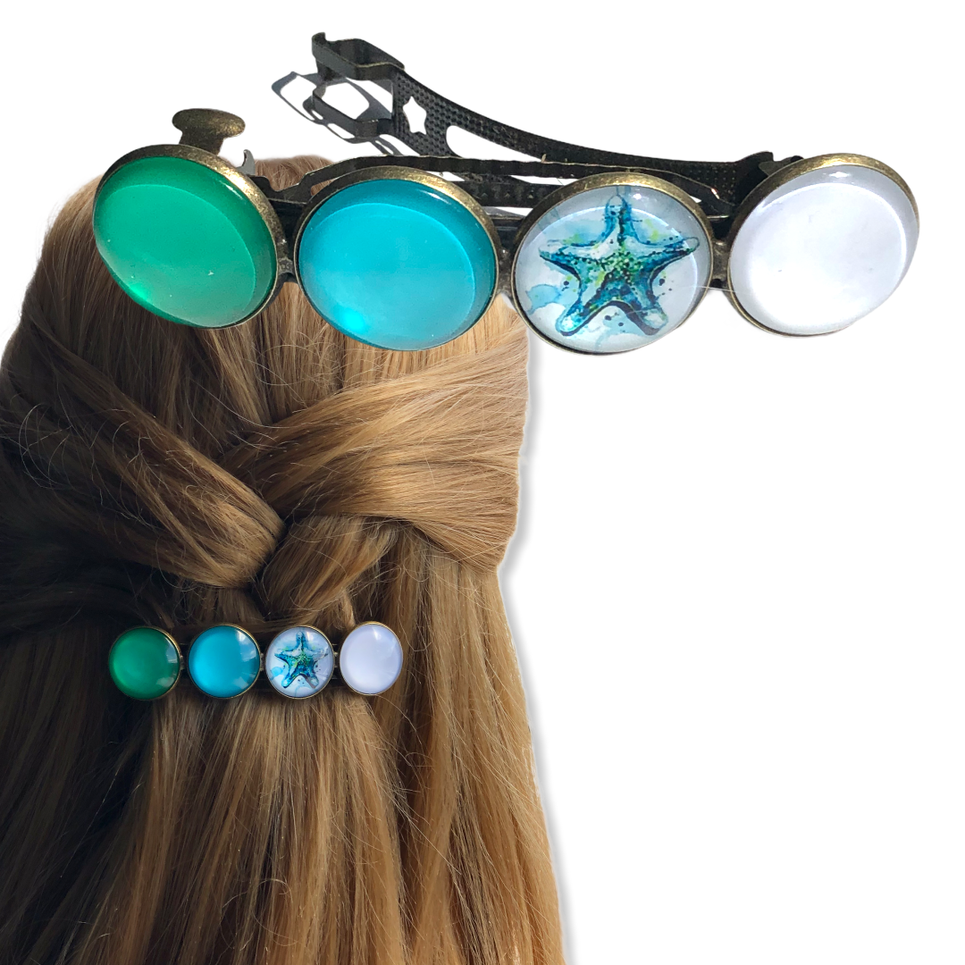 Color Hairclip XL glas cabochon haarspeld 027