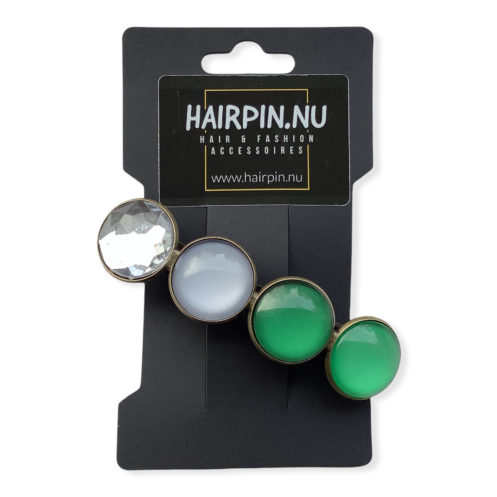 Color Hairclip XL haarspeld groen zilver glossy 057 - HAIRPIN.NU